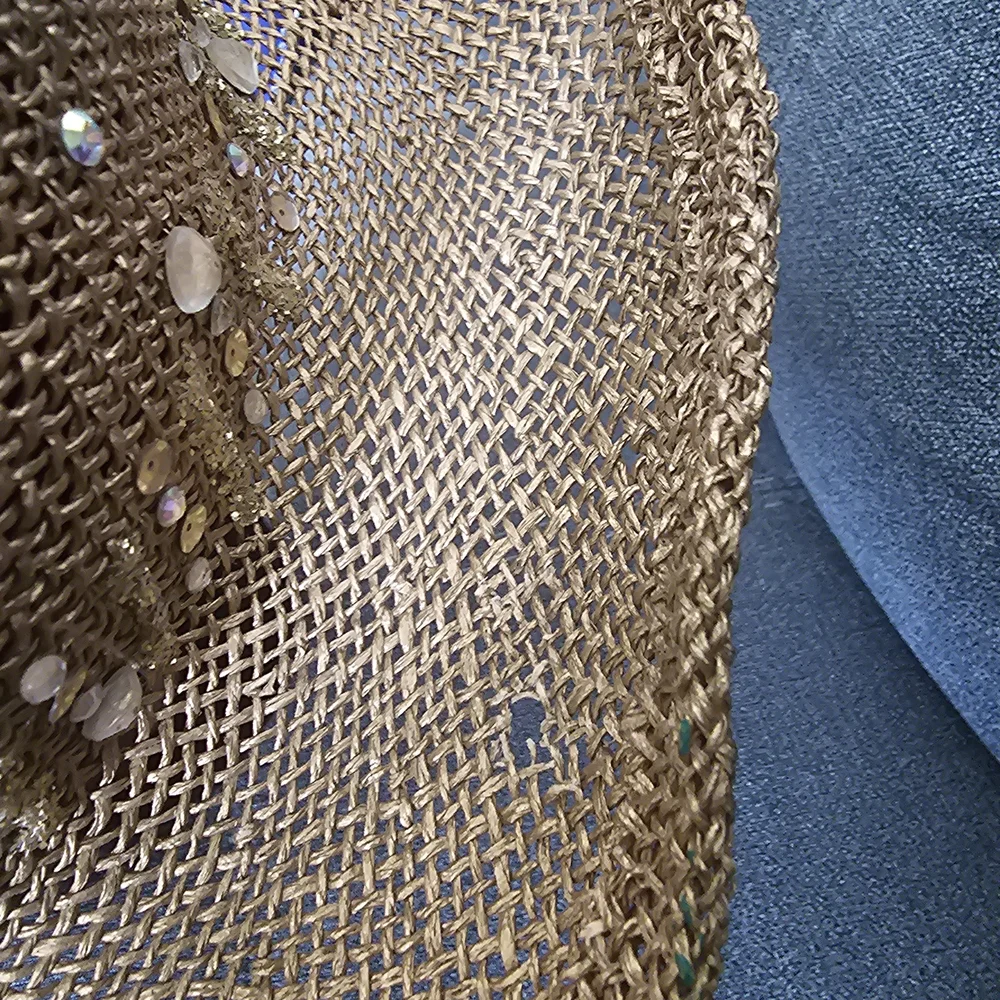 Eric Javits Straw Western Sun Hat with Shell and Sequin Trim - Natural